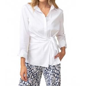 NEW HABITAT perfect travel side tie shirt in white